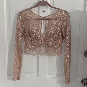 Victoria's Secret Sheer Lace Blouse in Brown